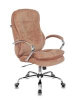 Кресло руководителя Бюрократ T-9950SL Fabric светло-коричневый Velvet 90 крестовина металл хром. Фото №1