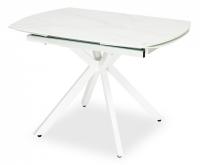 Стол RIDGE (mod. 8068) металл/стекло, 120-180/80/75см, белый мрамор/белый