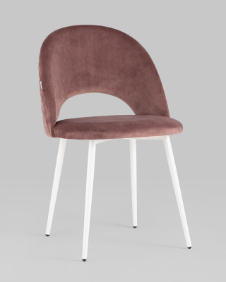 Стул Меган велюр с ромбами пыльно-розовый белые ножки фото Стул Меган велюр с ромбами пыльно-розовый белые ножки. Фото №3