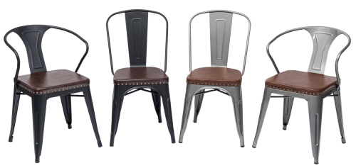 Стул TOLIX ARMS SOFT с подлокотниками серебристый. Фото №11