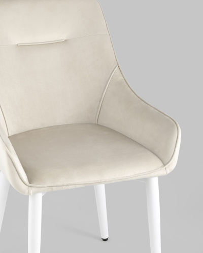 Стул Диана велюр кремовый ножки белые. Фото №9