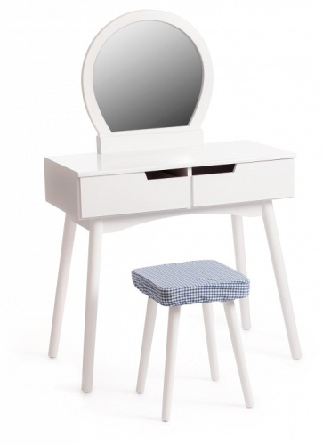 Туалетный столик с зеркалом и табуретом Secret De Maison FABRON (mod. TT-DT033) МДФ+сосна, 80*40*130,5, Белый (White). Фото №1