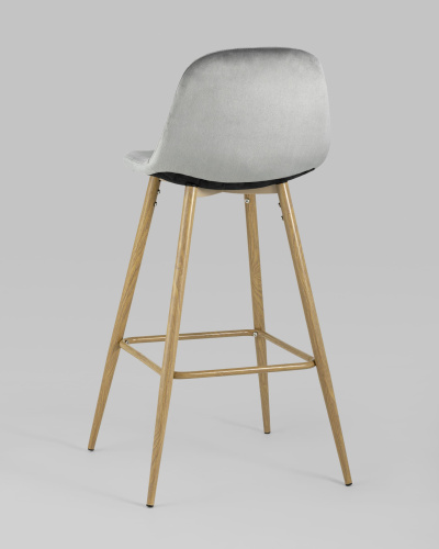 Стул барный Валенсия велюр серый ножки цвет дерево. Фото №7