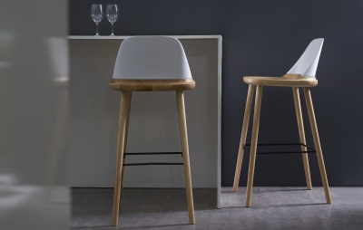 Барный стул BS-S123A белый/бук. Фото