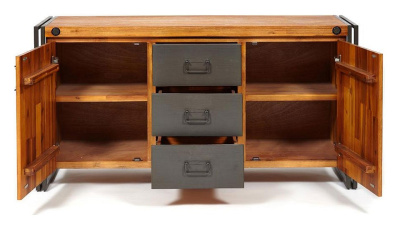 Комод Secret De Maison CITY ( mod. CTY D01ABOIS2-150 ) дерево акация, 150*45*80, коричневый дым (smoke brown B034). Фото