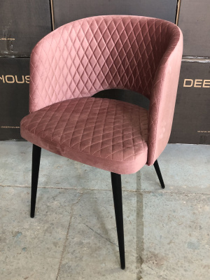 Стул Базель коралловый с прострочкой с черными ножками. Фото №4