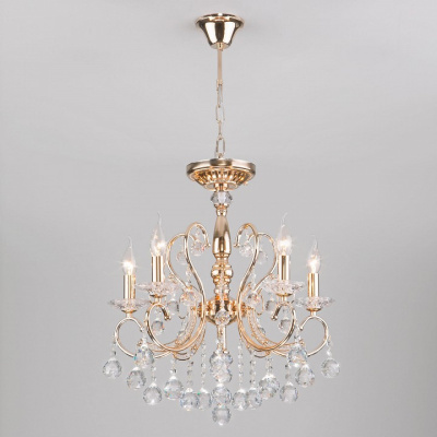 Подвесная люстра Eurosvet Collana 10096/5 золото/прозрачный хрусталь Strotskis фото Подвесная люстра Eurosvet Collana 10096/5 золото/прозрачный хрусталь Strotskis. Фото №2