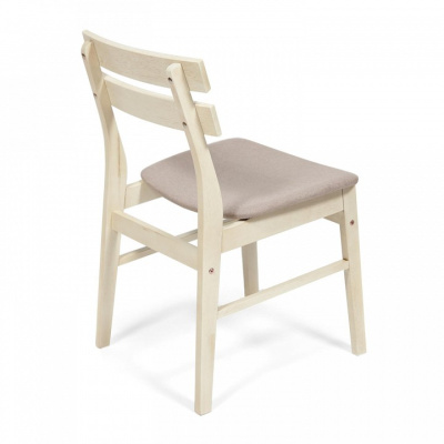 CT 8805 Стул Fes с мягким сиденьем дерево гевея, 53,5*47,5*76,5см, античный белый, ткань бежевая (FG22616-16) (поставляется по 4 шт). Фото