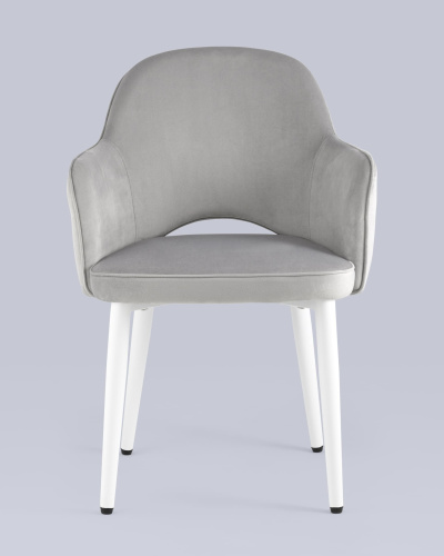 Стул Венера велюр серый ножки белые. Фото №5