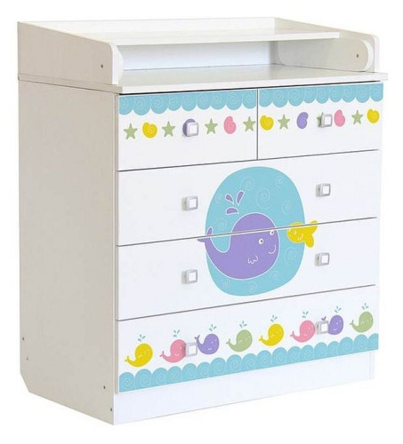 Комод пеленальный Polini kids Simple 1780 Морская история, белый. Фото №1
