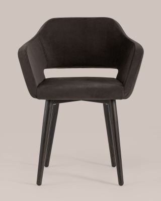 Стул с подлокотниками Саймон велюр темно-коричневый. Фото №5