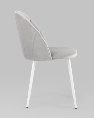 Стул Логан велюр светло-серый белые ножки. Фото №4