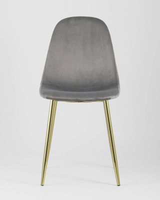 Стул Валенсия велюр серый золотые ножки. Фото