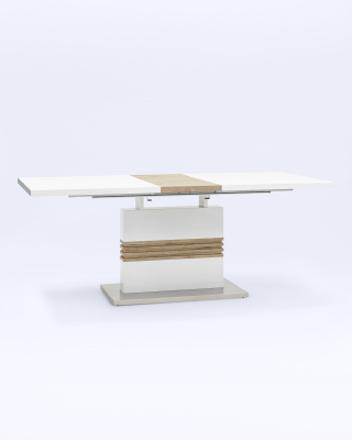 Стол обеденный Тампа раскладной 160-200*90 глянцевый белый. Фото