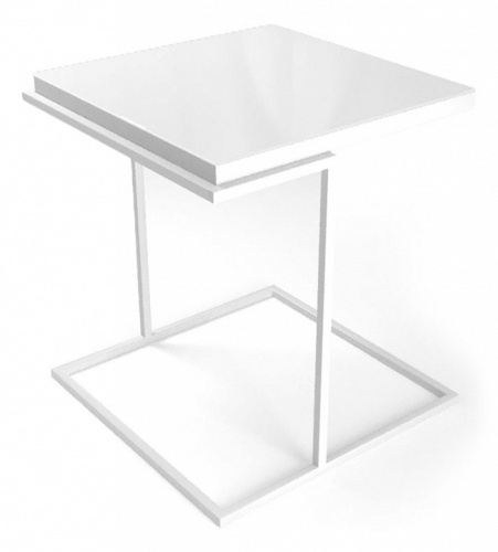 Стол Граф 500/500/550 белый/белое стекло. Фото №1
